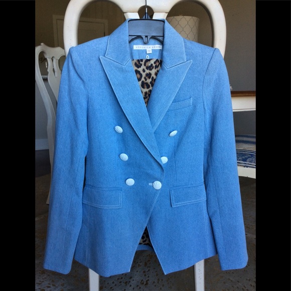 NEW Veronica Beard Denim Double Breasted Blazer 00 - Picture 4 of 7